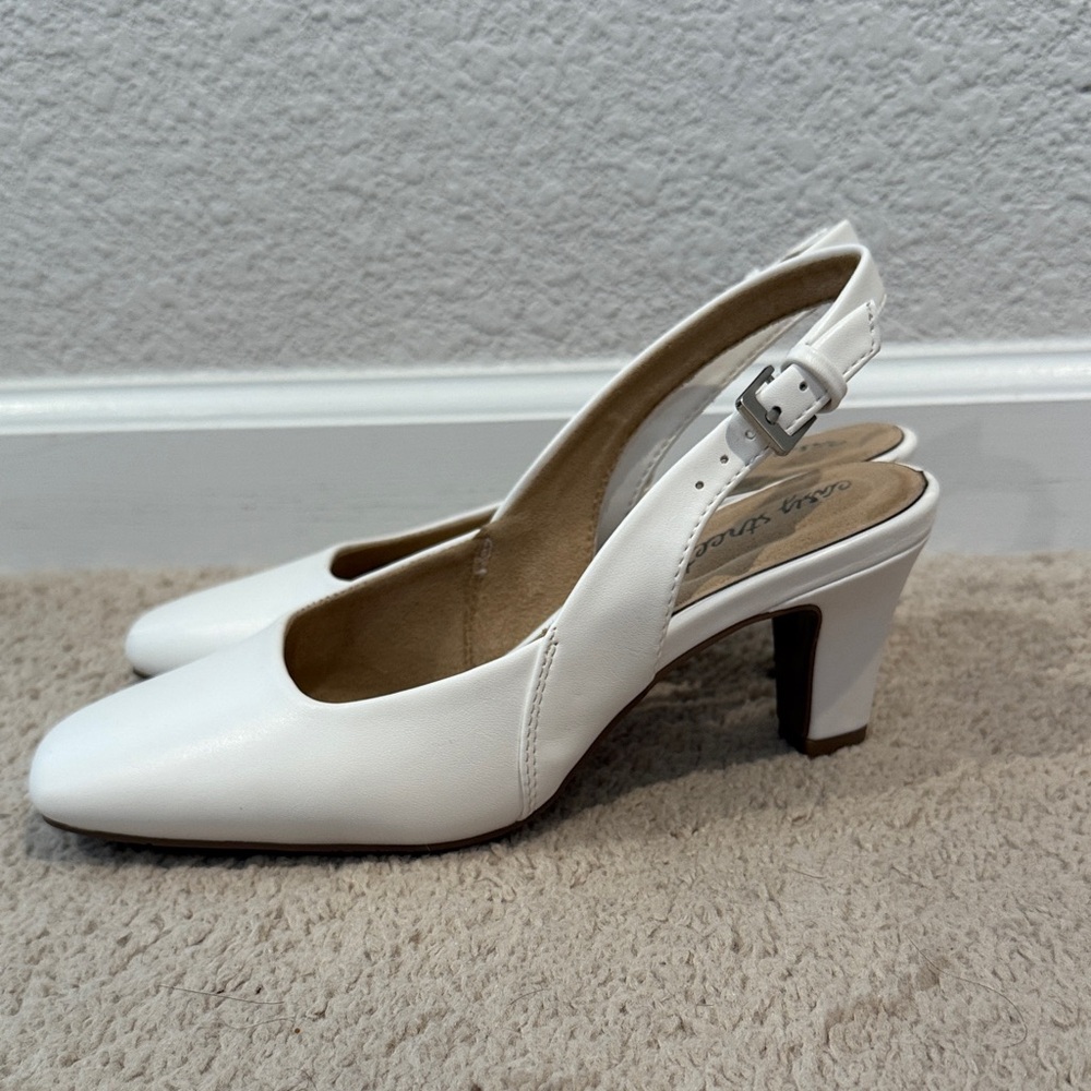 Easy Street White Slingback Heels